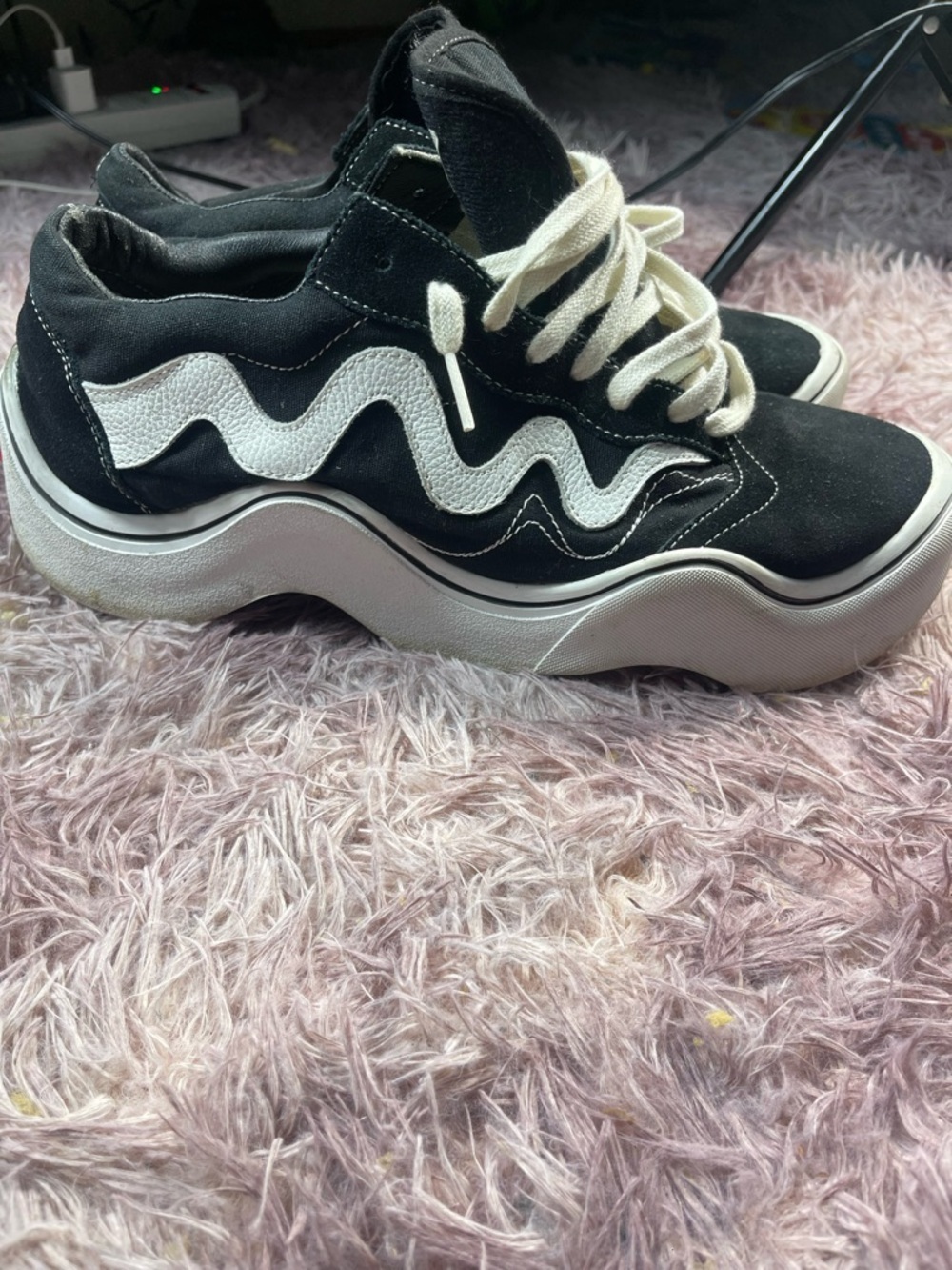MSCHF X Tyga "Wavy Baby" Black/White Casual Shoes SizeM10.5 W 11.5
